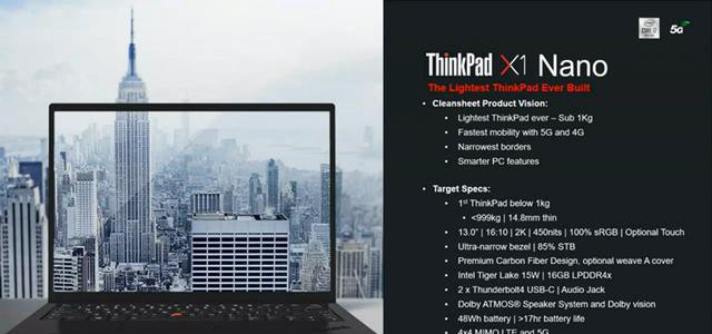 ThinkPad Nano笔记本曝光：搭载11代酷睿处理器，重量不到2斤